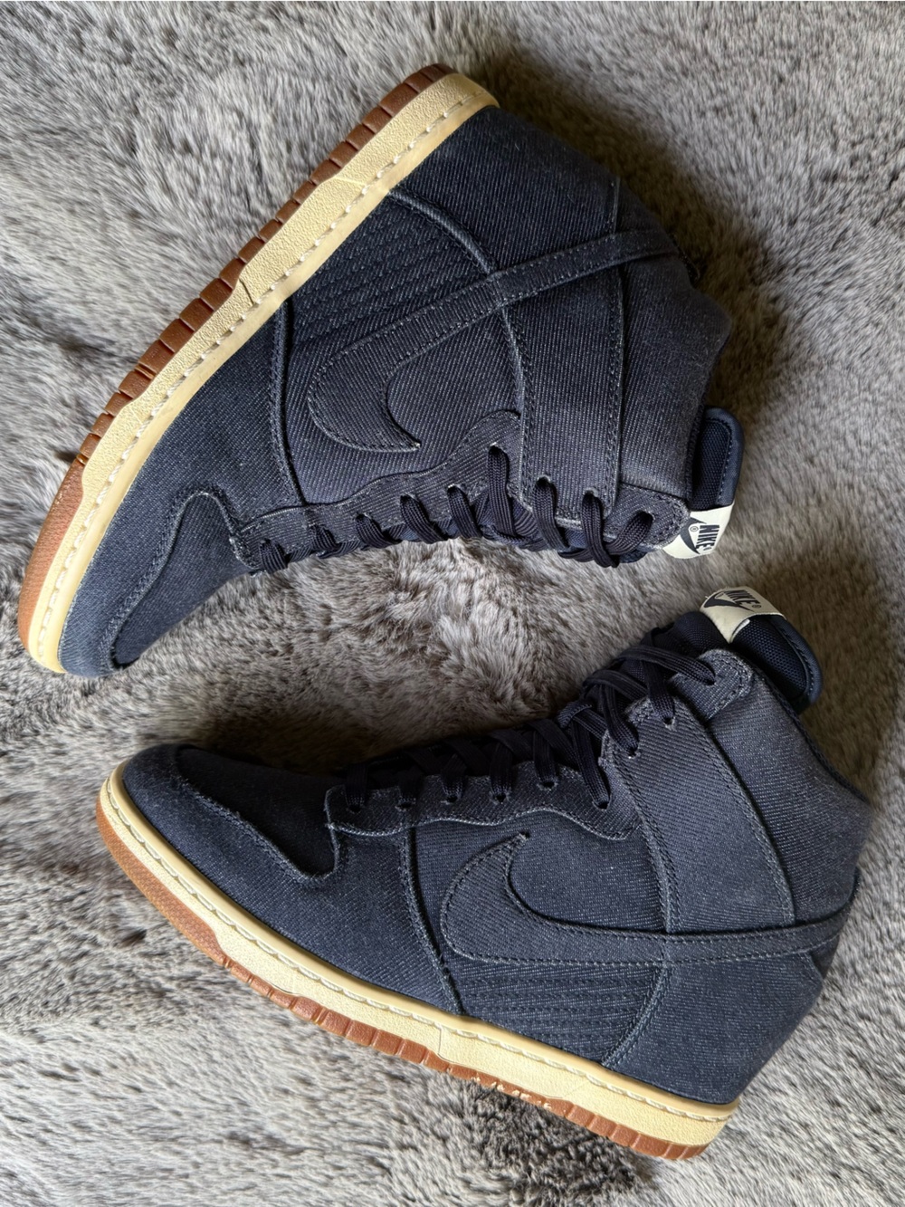 Nike Denim Sky Hi Gum Collection Wedge Sneakers Athleisure Streetwear